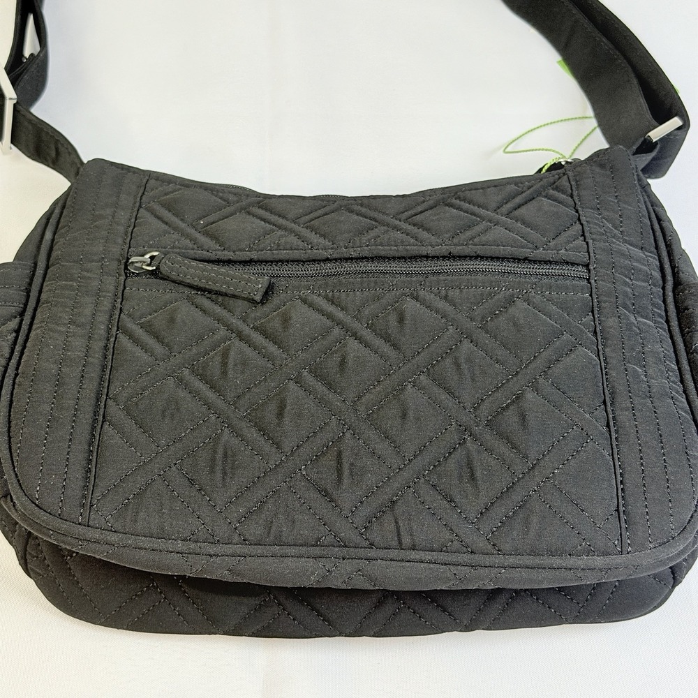 Vera Bradley "On The Go" Crossbody Hobo Bag Classic Black Microfiber Zipper New - Picture 10 of 12